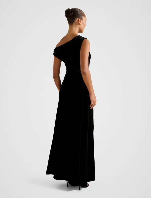 forever new  WINSLET Asymmetric Neck Velvet Maxi Dress for Women | Best Price UAE